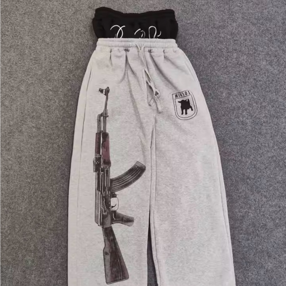 Gray Sweatpants with Graphic Design